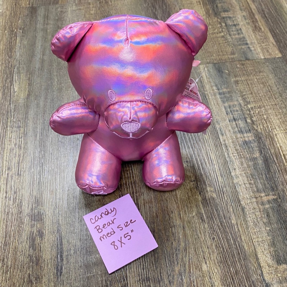 Yoonique Candy Bear Metallic Plush 8" Toy Purple Pink Holographic Iridescent